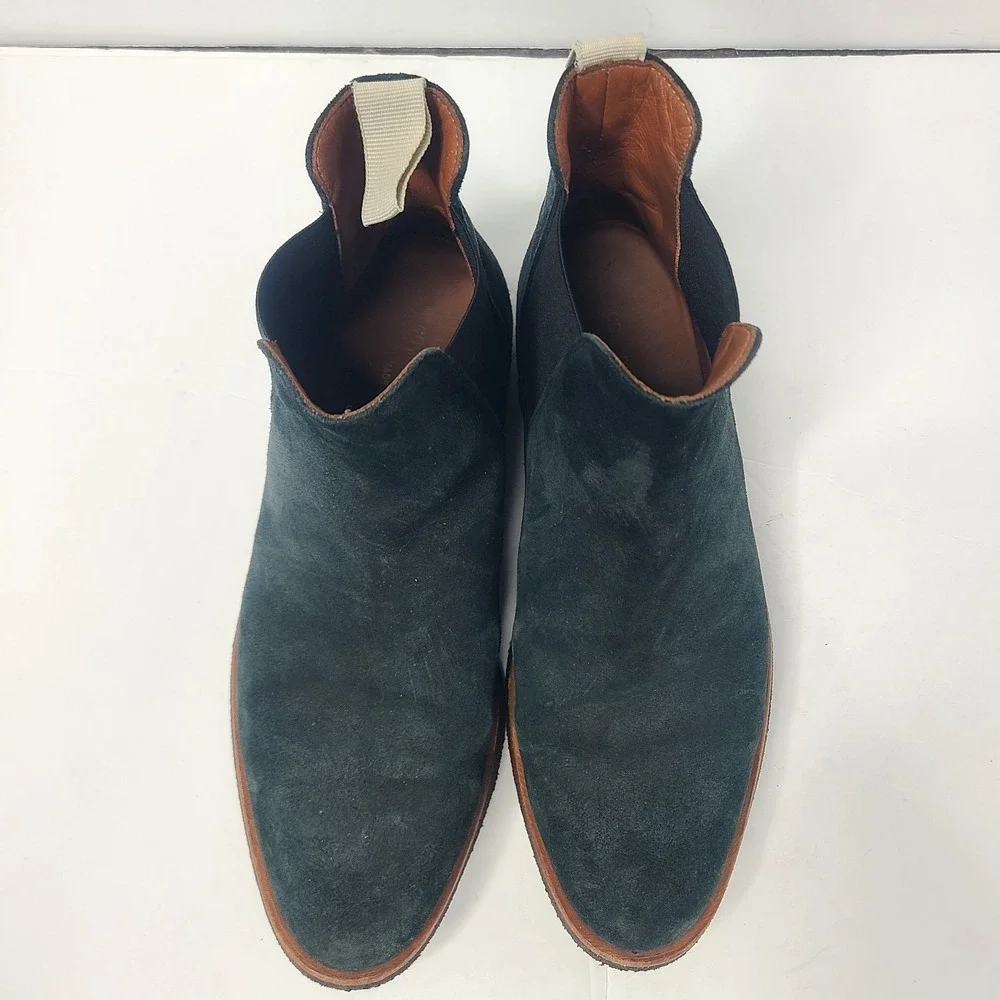 Common Projects Blue Green Suede Chelsea Boots Crepe Sole 40 7 Minimalist Luxe
